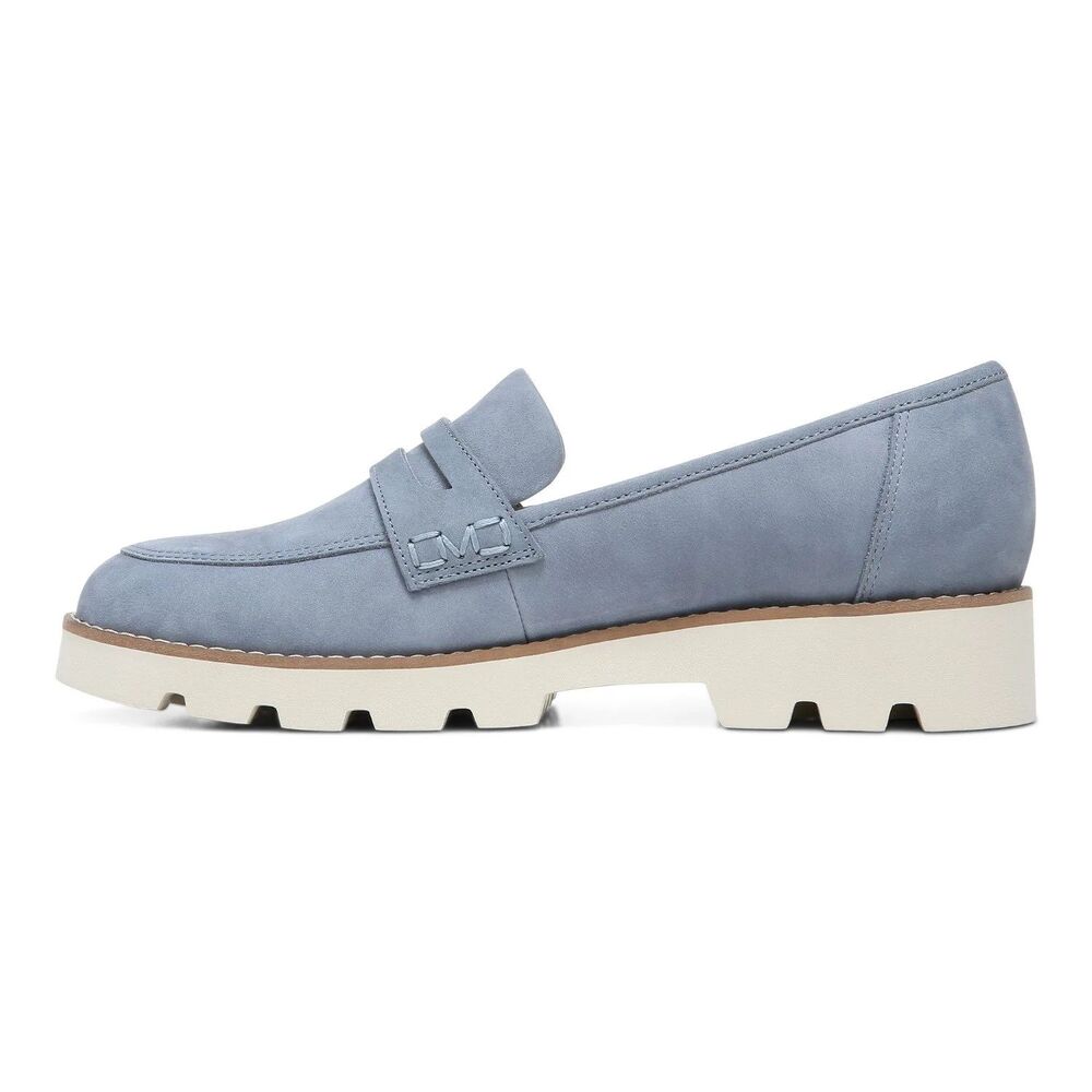 Vionic Light Blue Suede Penny Loafers - Picture 2 of 12